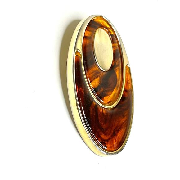 VINTAGE Brooch JUDITH LEIBER Signed Tortoise Shell Vtg Costume Jewelry Pin m13 - Picture 2 of 5